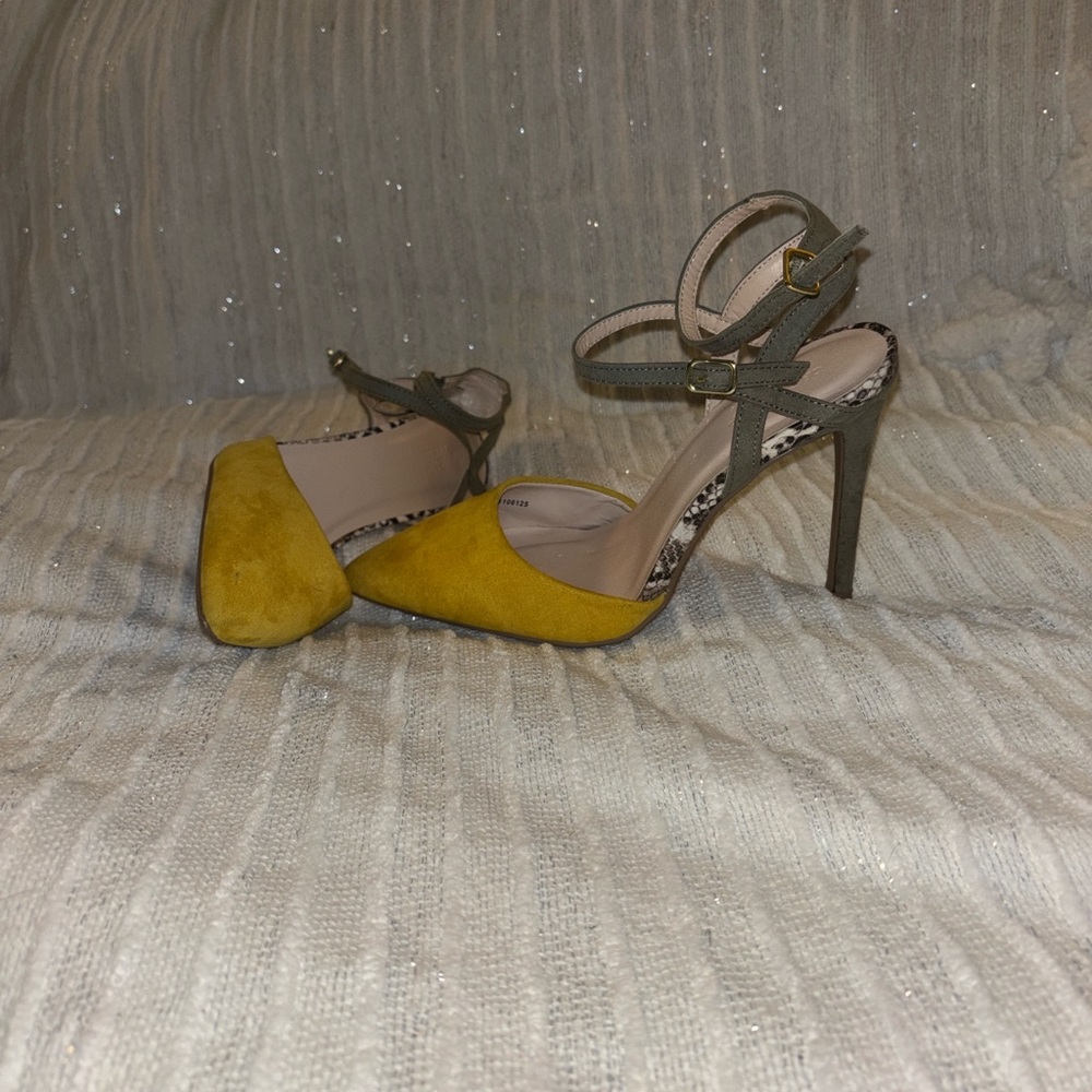 Charlotte Russe Mustard and Taupe Heels